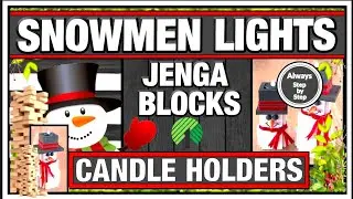 🟢UNIQUE TUMBLING TOWER BLOCKS SNOWMEN CANDLE HOLDERS🟢DOLLAR TREE INSPIRED DIYS🟢JENGA SNOWMEN CRAFTS🟢