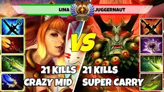 LINA (Mid) vs JUGGERNAUT (Carry) - Epic Battle Of Immortal Rank Dota 2 Players - Z Dota 2