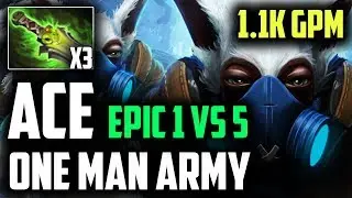 Ace Meepo - Epic 1 Vs 5 Fight 1.1k Gpm Meepo God Pro Gameplay Dota 2