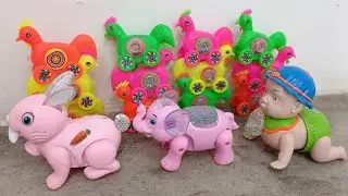 हाथी ने मुर्गा को गिराया l kids pretend toy l Toy Bee 