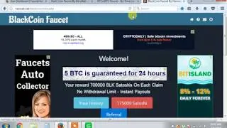 Earn 1 BLK per Day !! Blackcoin Faucet !! No Withdraw Limit!! Instand Payout