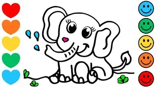 How to Draw a Cute Elephant 🐘✨🌈 | Easy Animals Drawing | Step by Step Art Tutorial