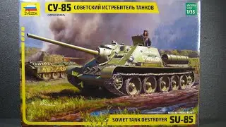 ZVEZDA 1/35 SU-85  Soviet Tank Destroyer  Plastic model kit UNBOXING