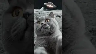 Chunjuan Cat&rsquo;s Lunar Selfie Adventure with a UFO! 🐾👽🌕 #cat #funny#shorts