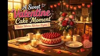 A Sweet Valentine Cake Moment Under Warm Kitchen Lights ✨