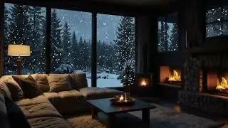 No Ads Fireplace Blizzard ASMR - Snow Storm Sound Sleep With Fireplace Burning For Deep Sleeping