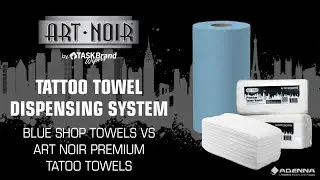 Art Noir Tattoo Towel Dispensing System | Blue Shop Towels vs. The Art Noir Premium Tattoo Towels