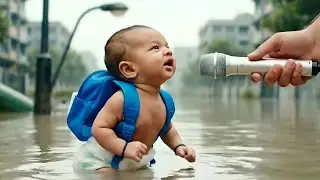 Baby in the Flood 🥺😁 || Cute Baby Funny Talks With Reporter 😂