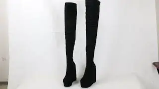 Sorbern Black Long Boots Women Custom Elastic Lady Boot Custom Slim Fit Legs Wedges