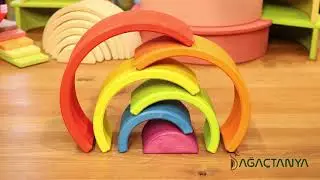 Ağa&ccedil;tanya Waldorf 6 Rainbow Blocks - Wooden Toy