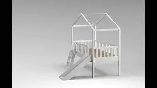 Bedhuisje Dallas met ladder en glijbaan | Lit cabane Dallas avec escalier et tobogan