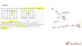 An electron (mass `m_(e )`)falls through a distance d in a uniform electric field of magnitude E.