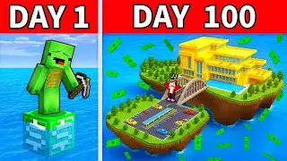 Mikey and JJ Stranded 100 Days on ONE WATER BLOCK in Minecraft! (Maizen)