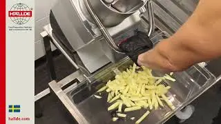 Instruction how to cut Potatoe chips with HALLDE veg prep RG-250 and RG-250 diwash