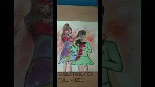 How to draw holi pictures/Sisters are celebrating holi #shorts #bountiful art and craft