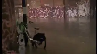 Flooding Swamps Streets at London's Hackney Wick