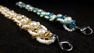 Hermosa Pulsera de perlas y mostacillas...Clase #49!!!