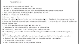 r/IncelTear I don't think he is getting a gf with these requirements