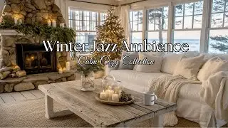 🎄 Winter Jazz Ambience | Cozy Coastal Christmas Living Room | Relaxing Background Music
