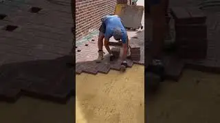 The process of installing bricks in the large yard next to the house is easy and fast #construction