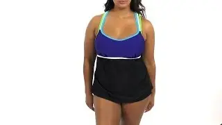 Delta Burke Plus Size Sporty Solid Racerback Tankini Top | SwimOutlet.com