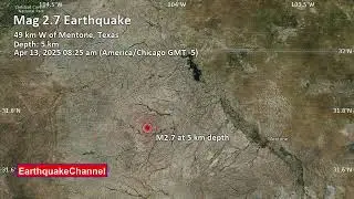 Weak Mag. 2.7 Earthquake - 49 km W of Mentone, Texas Apr 13, 2025, at 08:25 am