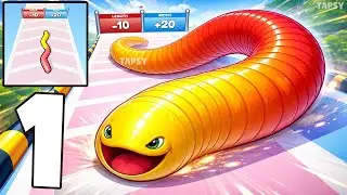 🐛Gummy Worm Go Gameplay Walkthrough Levels 1–15 Eat, Grow & Slide Forward (Android,iOS)