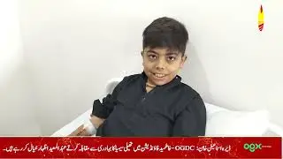 Abdul Moeed, fighting thalassemia, shares his thoughts at the OGDC-Fatimid Foundation D.I.Khan.