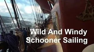 Schooner Trinovante Tall Ship Sailing In Wild Weather