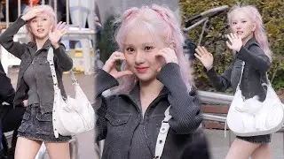 비비지 은하 직캠 '바람에 앞머리 막기' (VIVIZ EUNHA)｜뮤직뱅크 출근길 231103