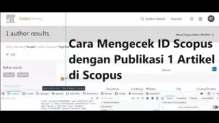 Cara Mengecek ID Scopus dengan Publikasi 1 Artikel di Scopus