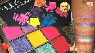 Huda Beauty 'Electric' Obsessions Eyeshadow Palette - LIVE SWATCHES | WOC /POC