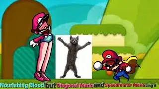 FNF Mario's Madness v2: Nourishing Blood but Diagonal Mario and Speedrunner Mario sing it