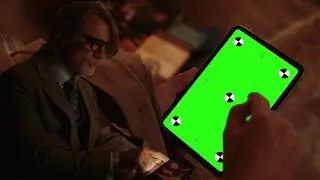 Benoit Blanc checks his ipad &mdash; Wake Up Dead Man (Knives Out 3) green screen + tracking pattern