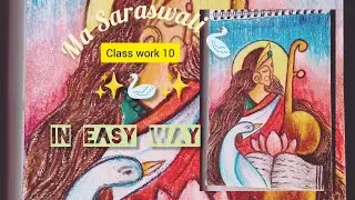 MA Saraswati 🦢✨️painting for Beginners in easy way/MA Saraswati drawings kayse banaye step by step.