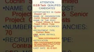Cochin Shipyard Limited Jobs