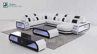 Eileend Leather Sectional Sofa with LED Lights  | Jubilee Furniture
