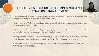Compliance and Legal Risk Management