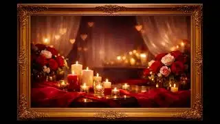Luxury Classic Living Room with Golden Frame | Warm Candlelight Ambience | Elegant TV Art