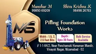 Pilling Foundation & Works  Width:1.5,2, 2.5 Feets bits Depth upto 30 feets Bulb Services Available