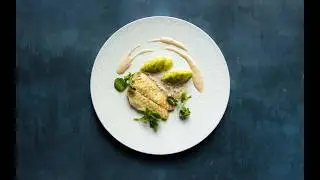 Grilled sea bass with stewed leeks and Porcini sauce