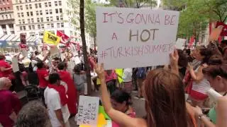 Protest in Zuccotti Park, NYC  Action Group with Occupy Gezi Parki Istanbul Turkey