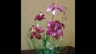 Best Out Of Waste Plastic bottles transformed to lovely lily plant Showpiece
