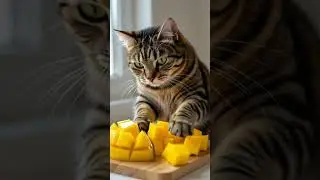 cat mango cuting #cat# fruit #ai#anime