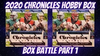 2020 Chronicles Football Hobby Box Rip. Box Battle Part 1. Two Nice Rookie Autos!