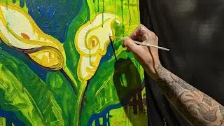 Cala lily painting in 25 min | fast art, acrylic on canvas | Eva Salyer Art
