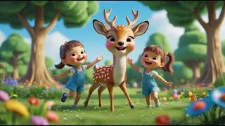 Cute Deer and Kids Friendship in the Park | Kids Fun Song | Rhyme Land
