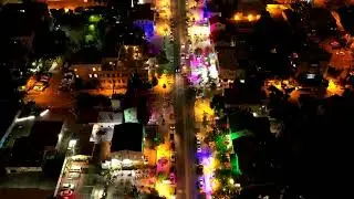 Drone View - City Night Colors 4K
