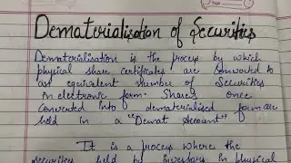 Dematerialisation of Securities | Demat Account | Stock Exchange |
