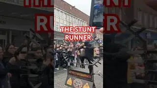 The Stunt Runner STREET PERFORMER runs through Hoops Of Fire And Knives @thestuntrunner8734